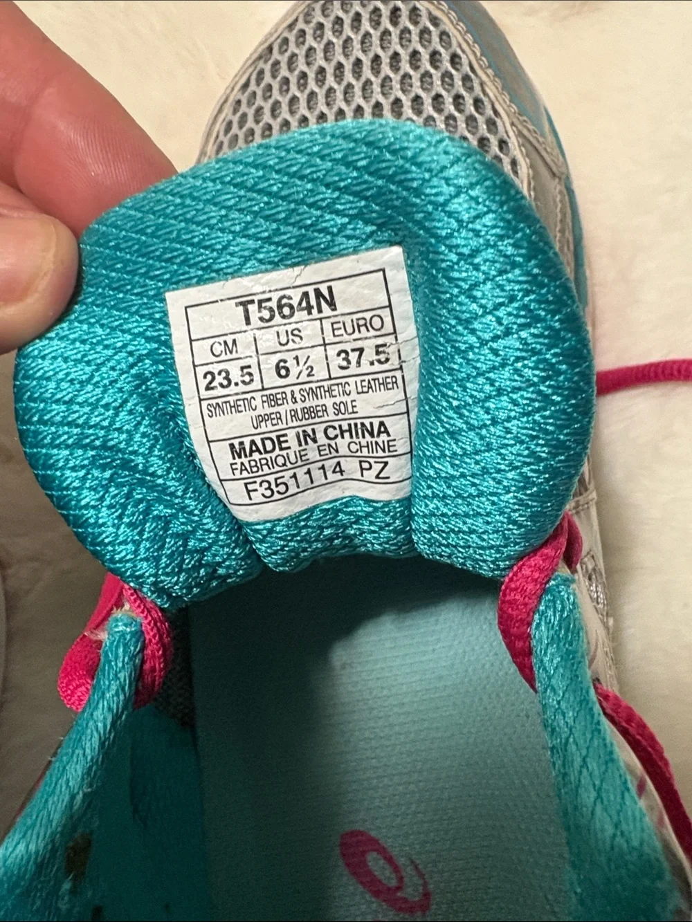 ASICS Silver Teal Athletic Shoes with Pink Laces
